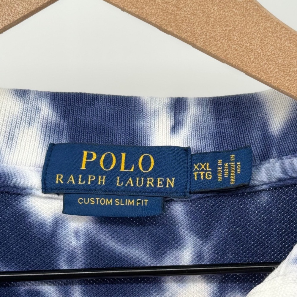 Polo Ralph Lauren Polo Men XXL Blue Red Tie Dye Slim Fit Spiral Americana Preppy - Picture 4 of 9